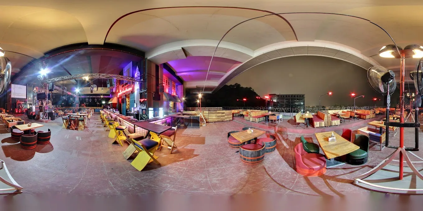 The party lawn at night, panorama